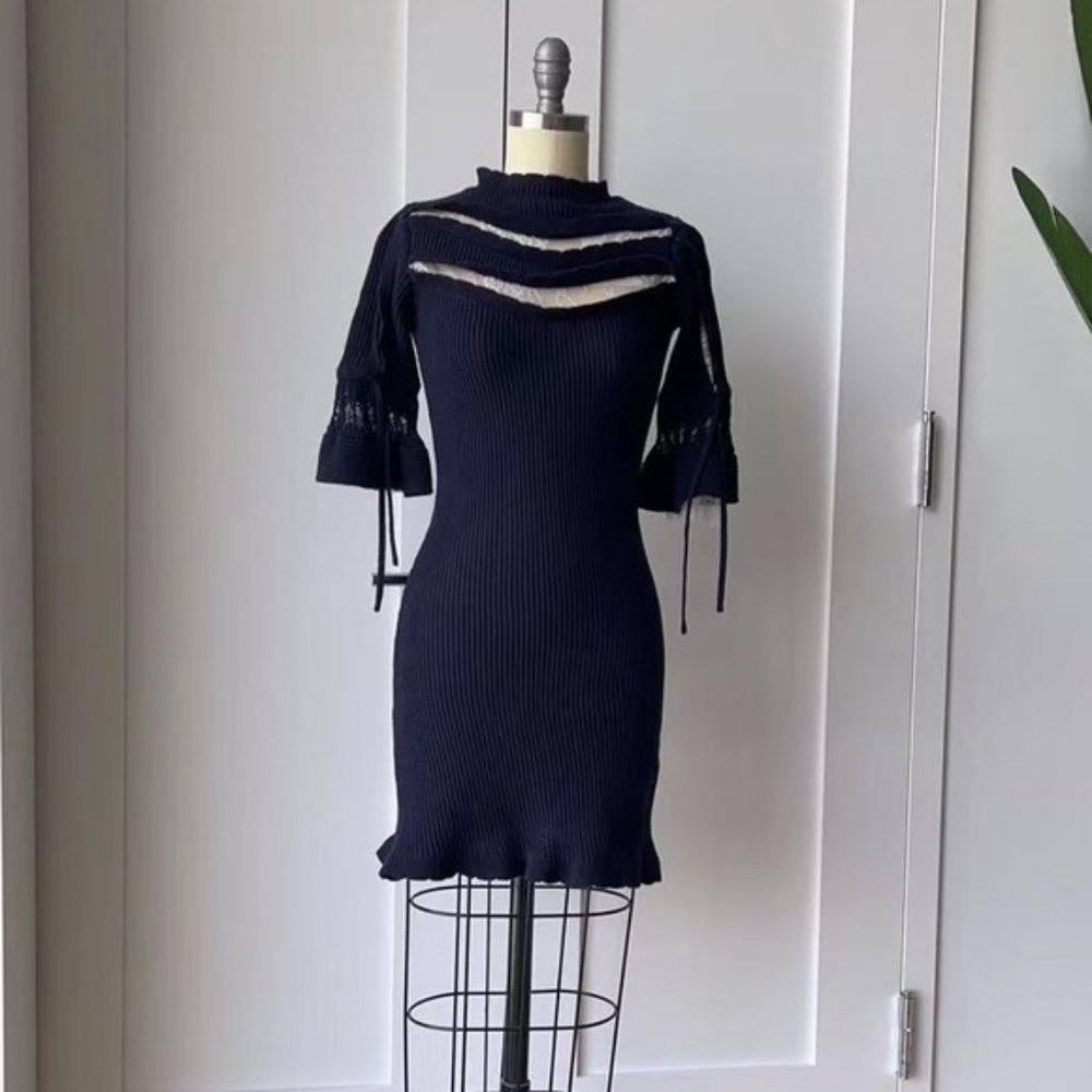 Self Portrait ribbed sweater dress - Picture 2 of 4